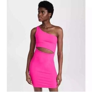Susana Monaco One Shoulder Cutout Mini Dress Hot Pink Large